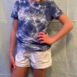 Aeropostale tiedye blue T-shirt & white Gap shorts